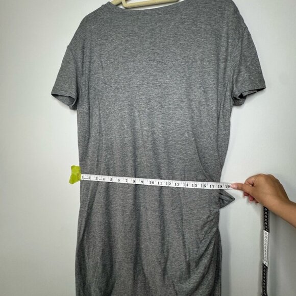 Vince Scoop Neck Grey T-Shirt Dress – Side Tie, Size Large - Picture 7 of 10